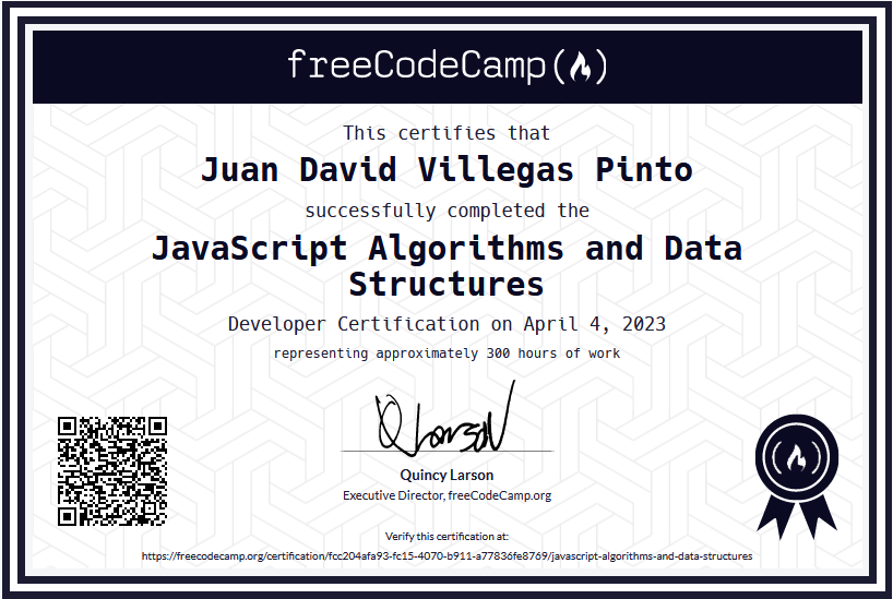 certificado de finalizacion formacion Javascript