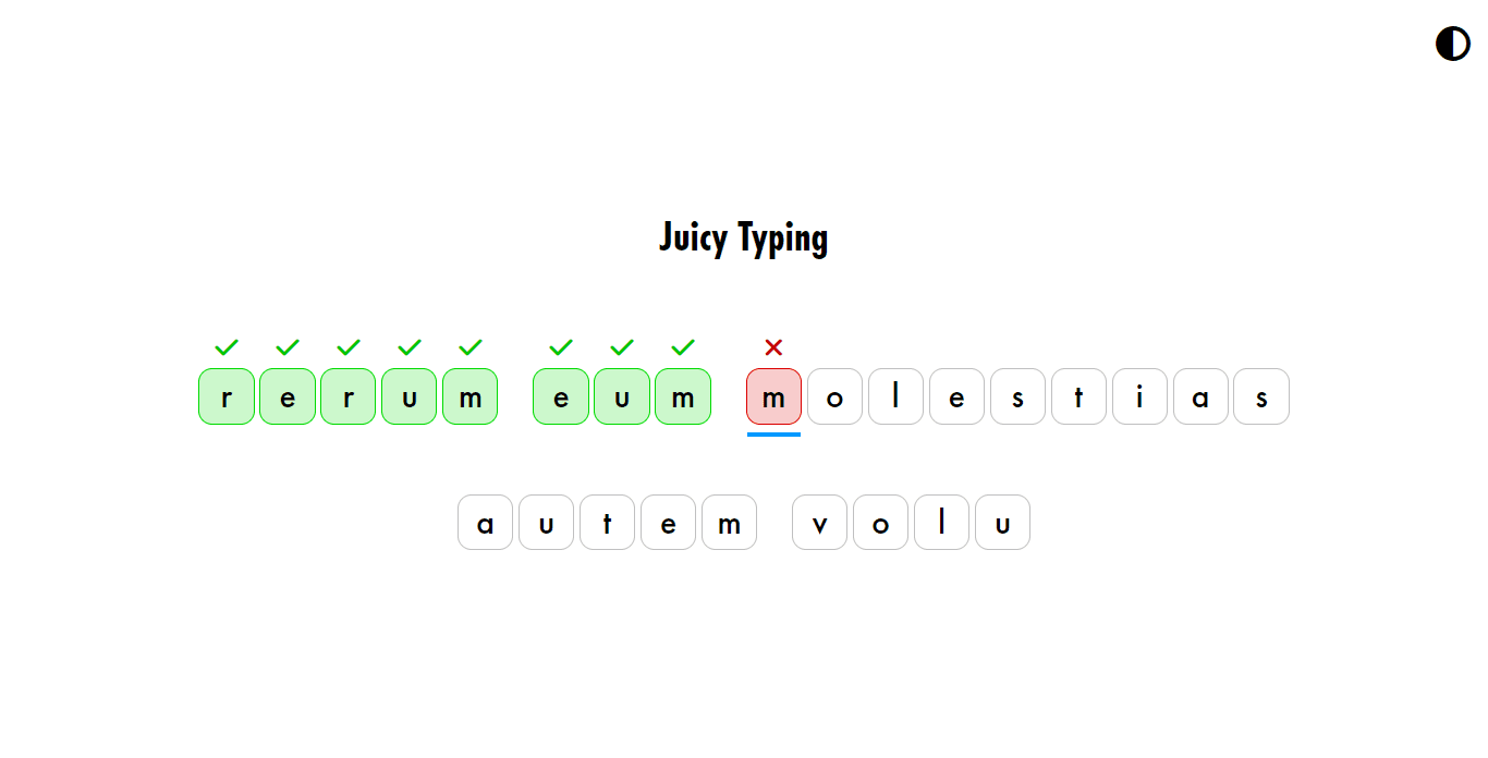 juicy typing web screen